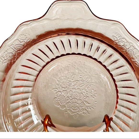 Vintage 1930-39 Etched Pink Candy/Serving Dish - Picture 2 of 3